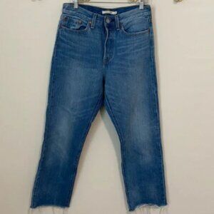 Levi's Wedgie Straight Medium Wash Raw Ankle Jeans size 28